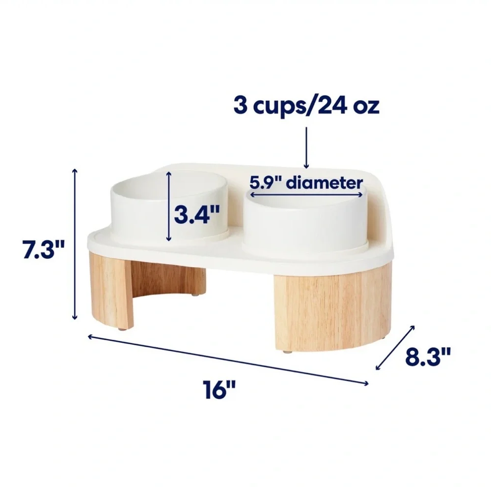 Frisco Elevated Pet Feeder with White Bowls, Size Medium